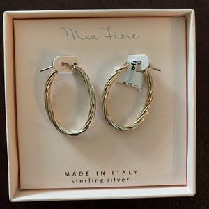 Sterling silver oval hoop earrings